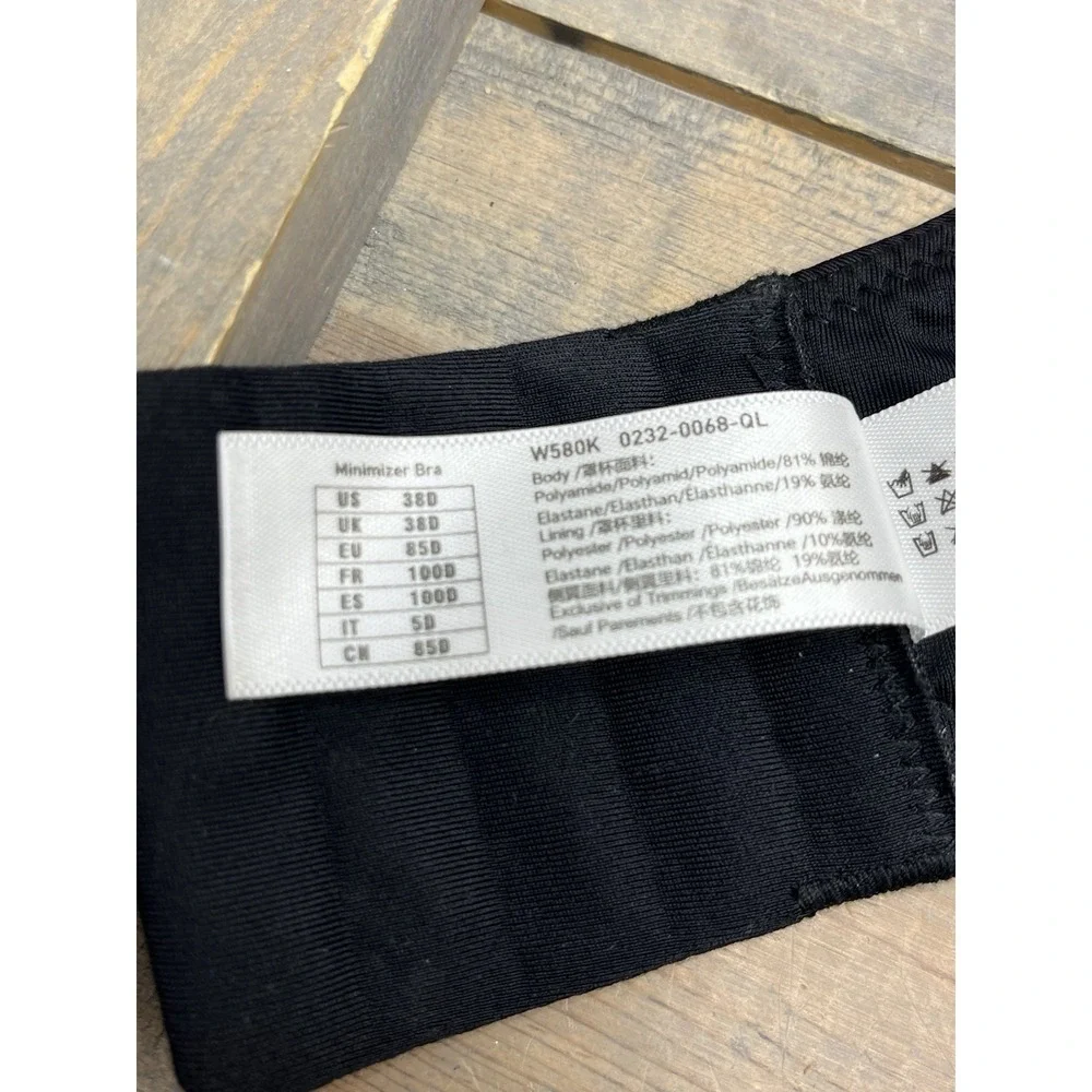 Delimira 38D‎ Bra Black Full Coverage Underwire Back Closure Excellent